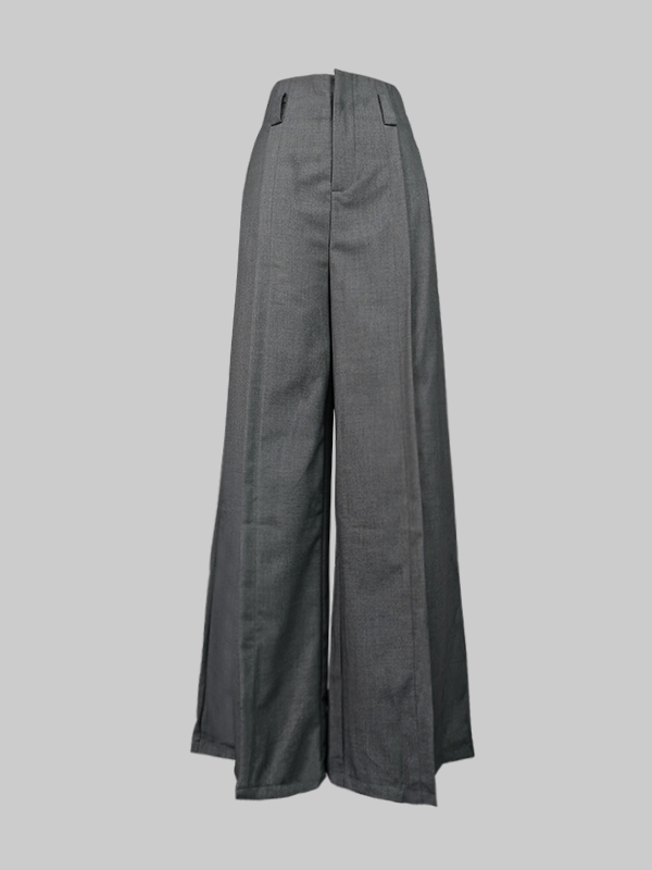 Loose Wide Pants High-Waisted Pleated Split-Front Pants Trousers