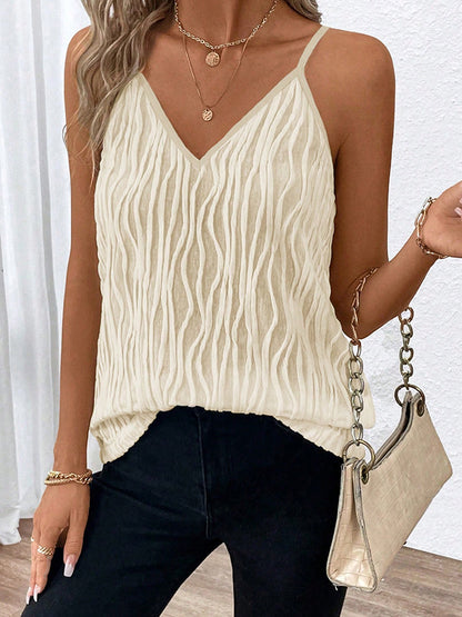 Loose Sleeveless Split-Joint Spaghetti-Neck Vest Top