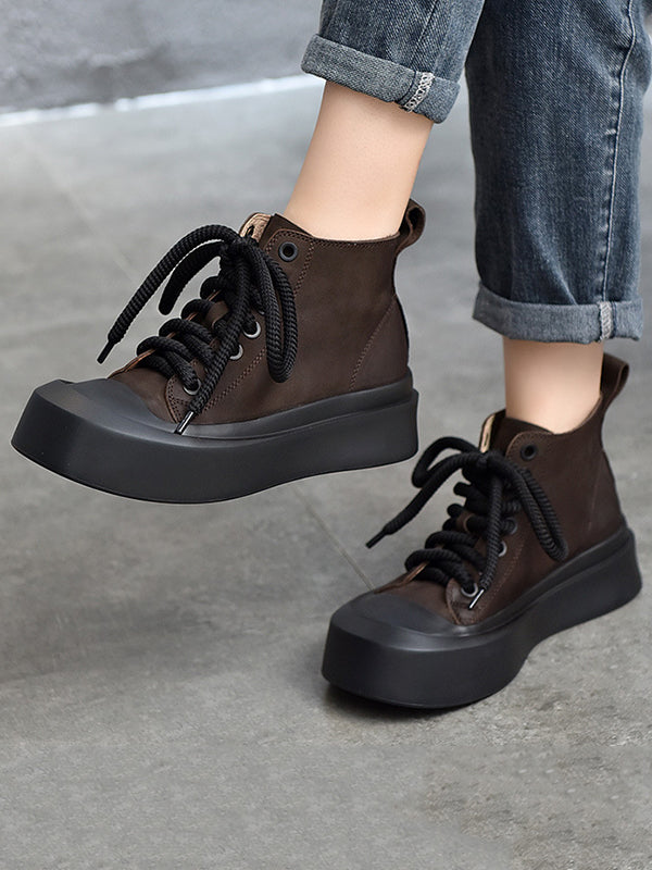 Cow Leather Tied Boots