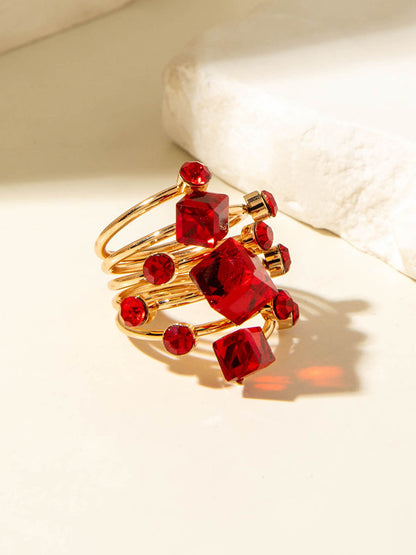 Geometric Rhine Stones Rings Accessories