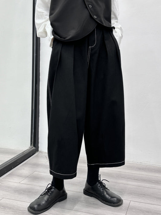 Harem Pants High Waisted Elasticity Pleated Split-Joint Ninth Pants