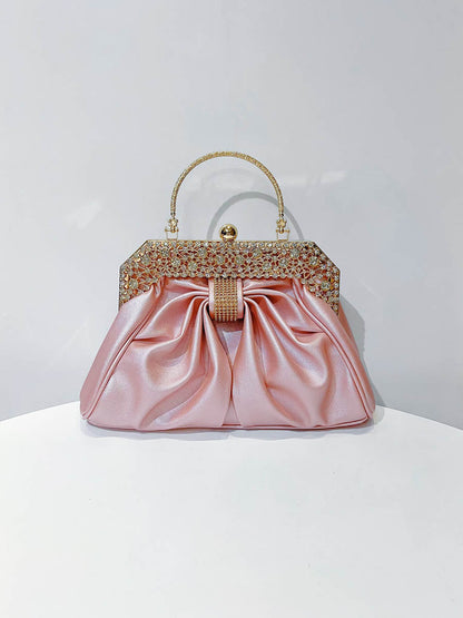 Chains Pleated Rhine Stones Split-Joint Evening Bags & Clutches Handbags