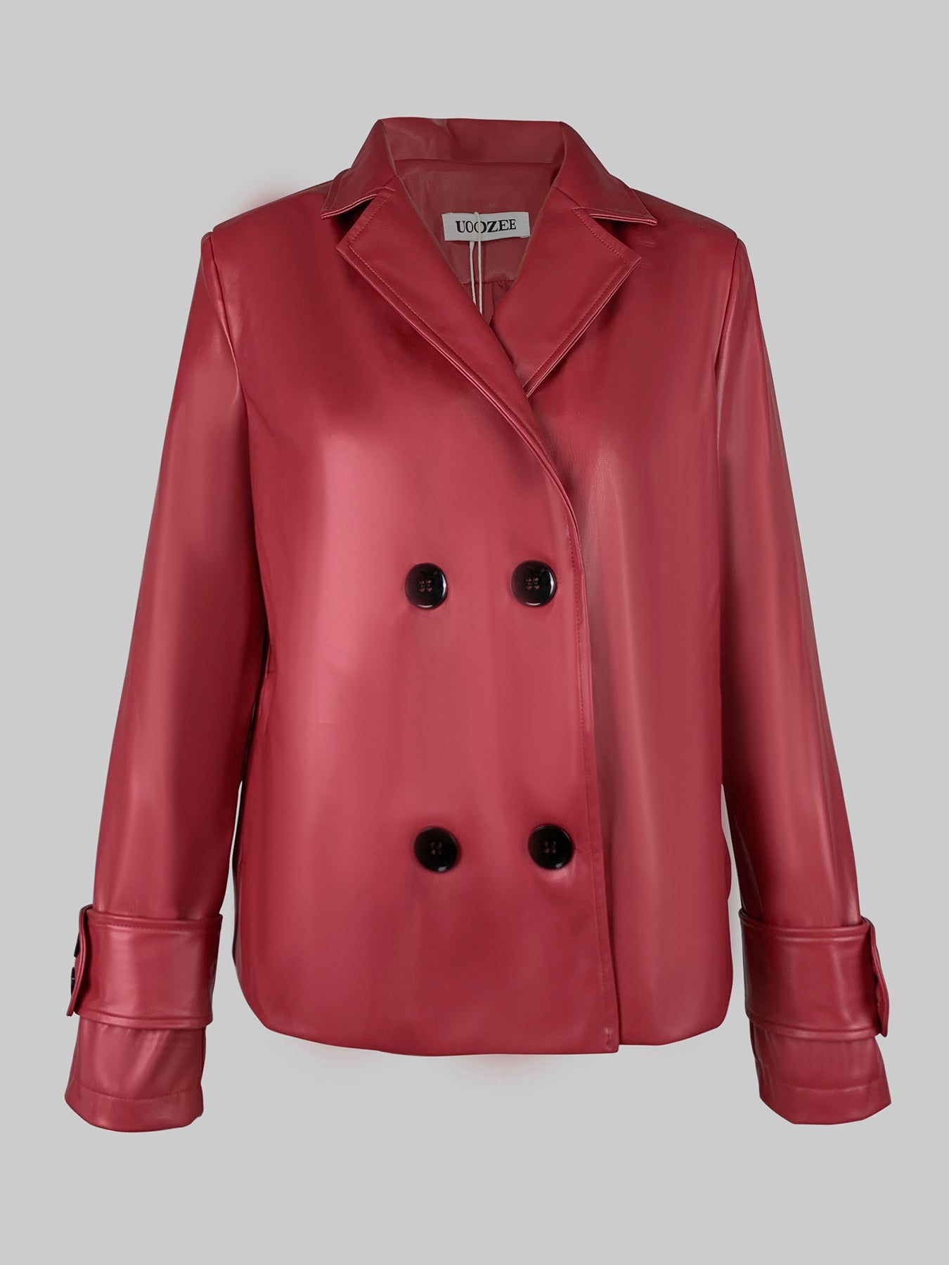 Long Sleeves Buttoned Solid Color Notched Collar Jackets&Coats Outerwear
