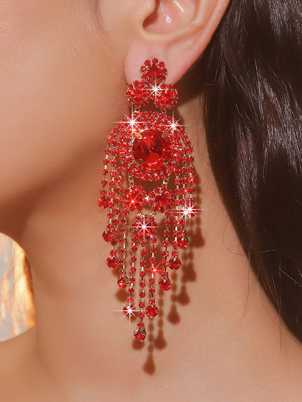 Geometric Tasseled Drop Earrings