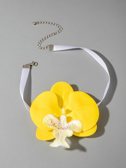 Three-Dimensional Flower Solid Color Flower Shape Necklaces Accessories