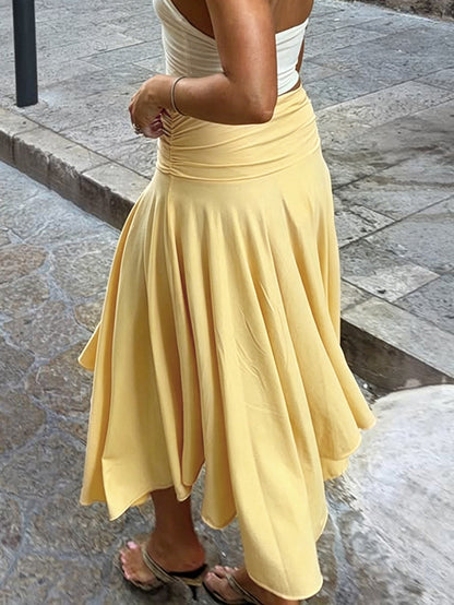 Solid Color Pleated Mermaid High Waisted Skirts Bottoms