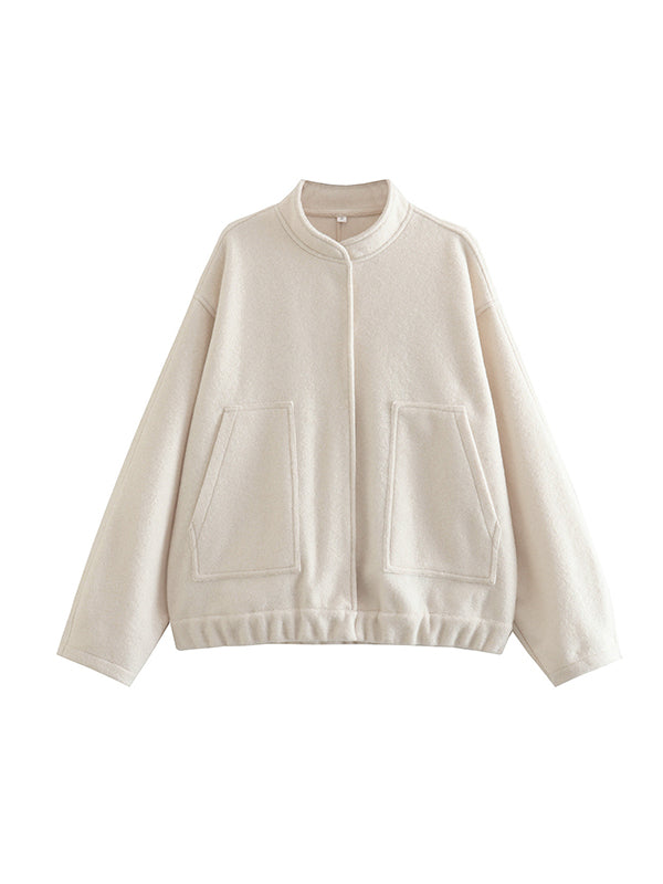 Long Sleeves Loose Split-Joint Round-Neck Outerwear