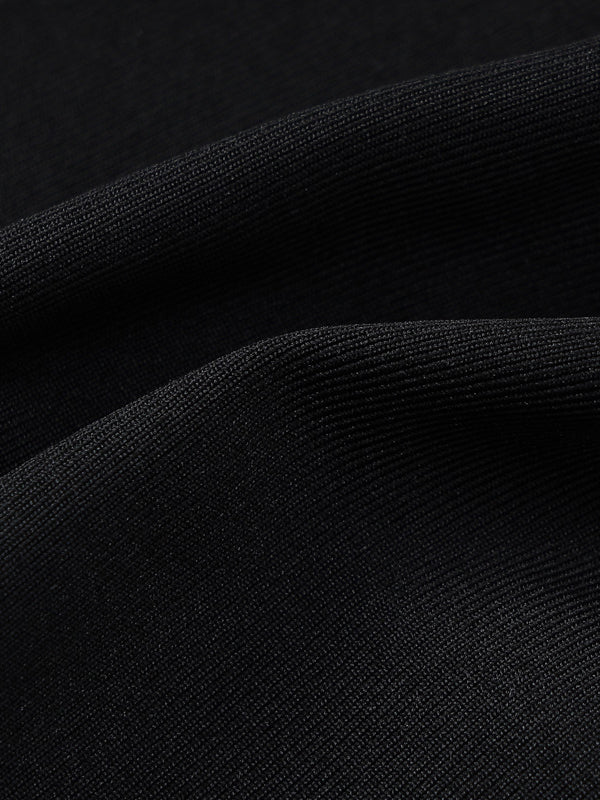 Bodycon Long Sleeves See-Through Solid Color Round-Neck Maxi Dresses