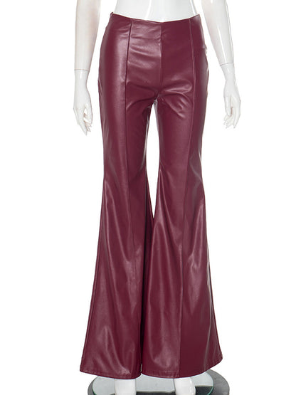 Flared Pants High Waisted Solid Color Pants Trousers