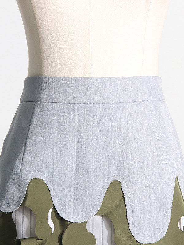 High Waisted Loose Asymmetric Split-Joint Split-Side Zipper Skirts Bottoms
