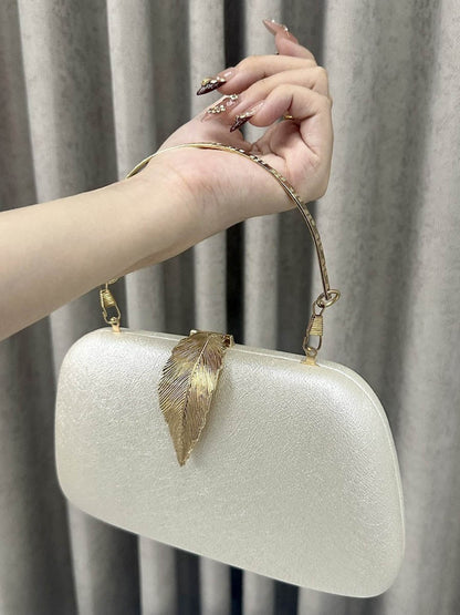 Chains Leaves Shape Lock Pleated Crossbody Bags Evening Bags & Clutches