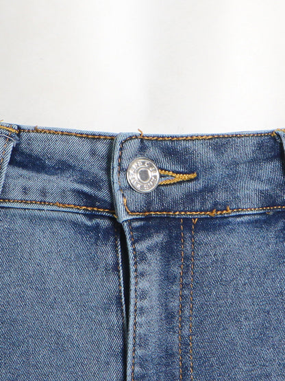 High Waisted Gauze Split-Joint Split-Side Jean Pants Bottoms