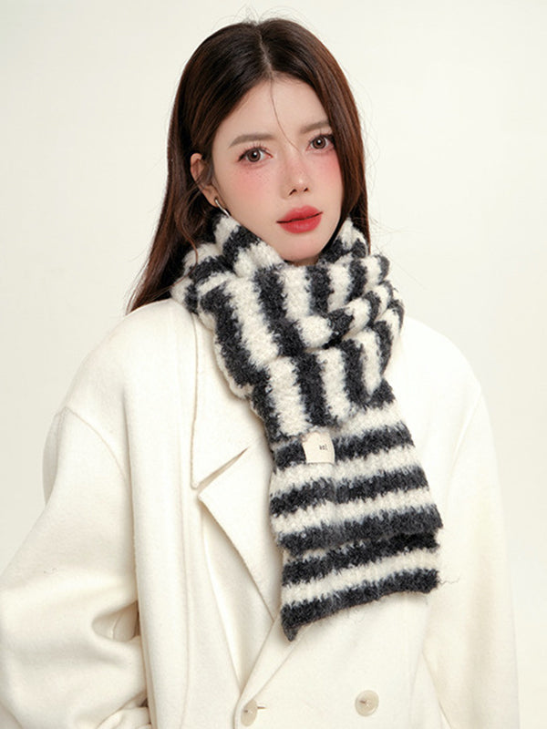 Contrast Color Keep Warm Striped Shawl&Scarf