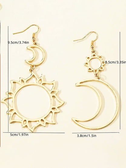 Hollow Solid Color Sun&Moon Tasseled Eardrop Accessories