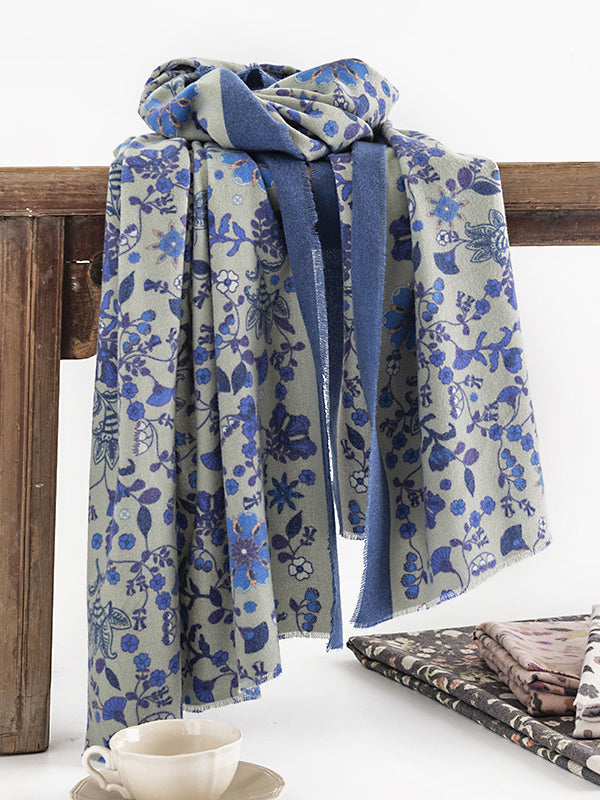 Flower Print Keep Warm Shawl&Scarf