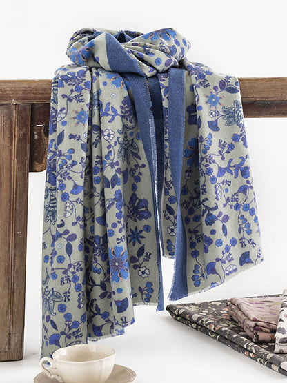 Flower Print Keep Warm Shawl&Scarf