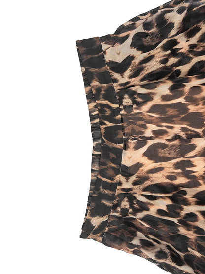 High Waisted Loose Gradient Leopard Pants Trousers