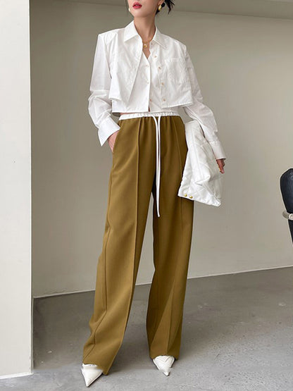 Lapel False Two Buttoned Pockets Solid Color Inner Shirts   Outerwear Blouses&Shirts Tops