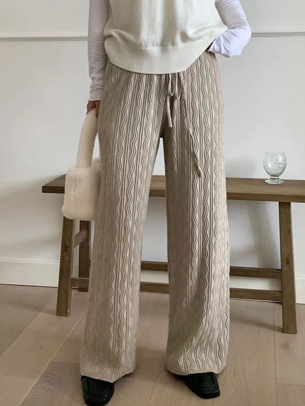 High Waisted Loose Drawstring Tied Waist Pants Trousers