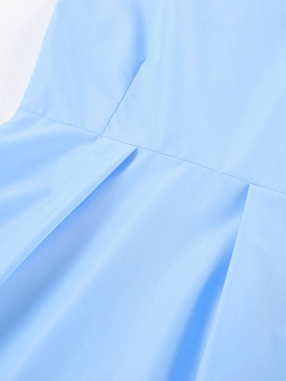 Long Sleeves Loose Buttoned Solid Color Split-Joint Twist Lapel Mini Dresses Shirt Dress