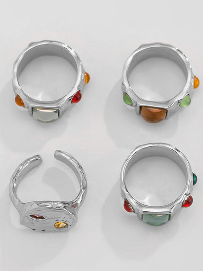 Geometric Rhine Stones Rings Accessories