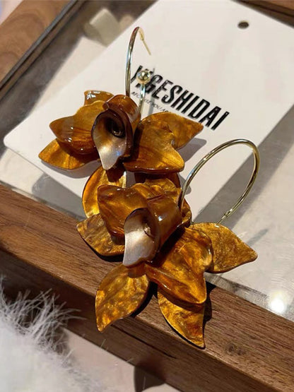 Flower Shape Solid Color Earrings Accessories