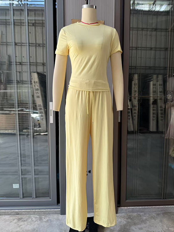 Loose Long Sleeves Cardigan Coat + Round-Neck T-Shirts + Drawstring Elasticity Pants Three Pieces Set