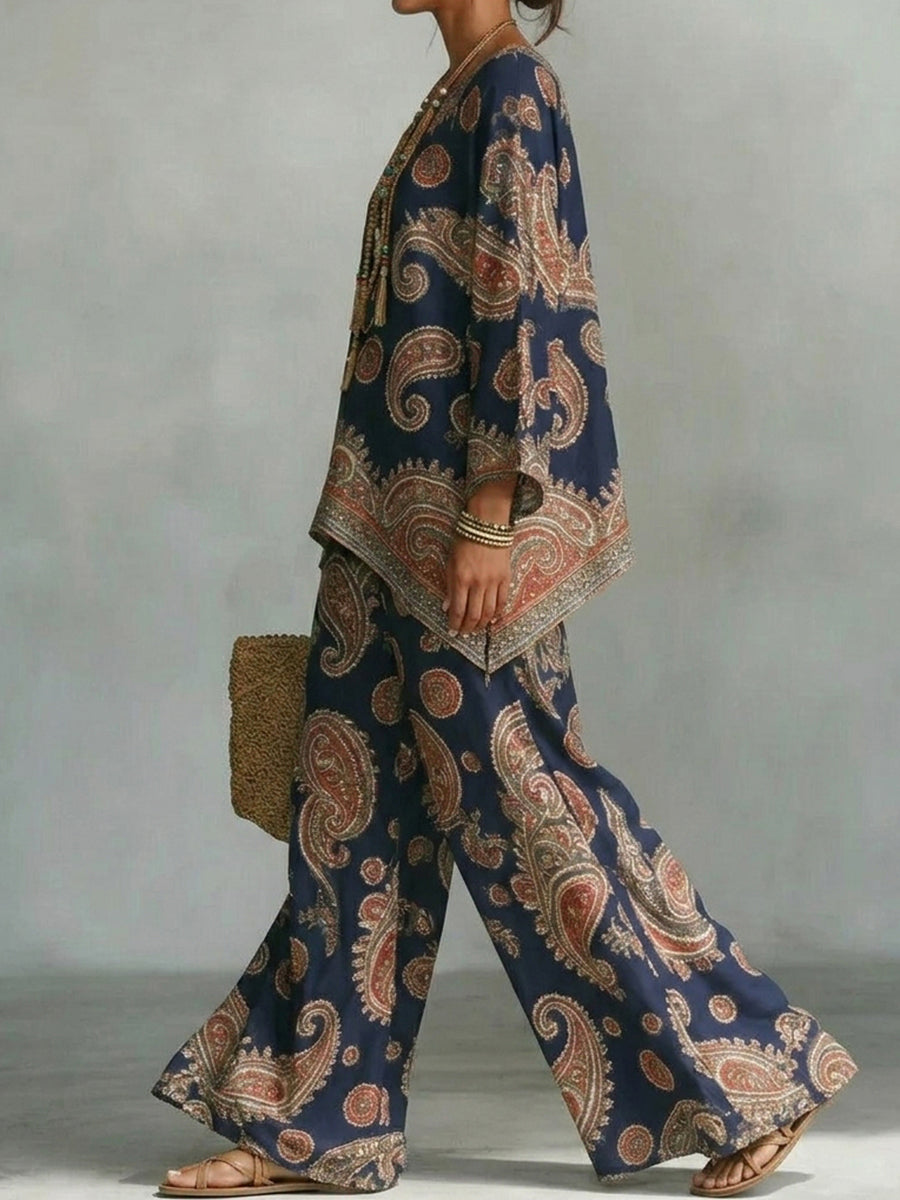 High Waisted Loose Contrast Color Printed Pants Trousers