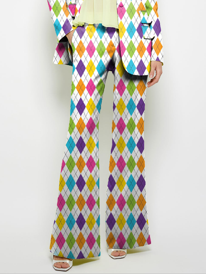 Loose Wide Leg Pockets Printed Pants Suit Pants Trousers
