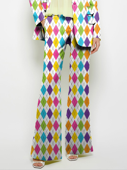 Loose Wide Leg Pockets Printed Pants Suit Pants Trousers