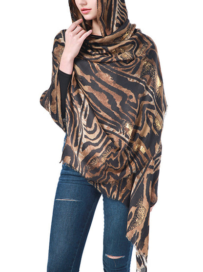 Contrast Color Tiger Printed Shawl&Scarf