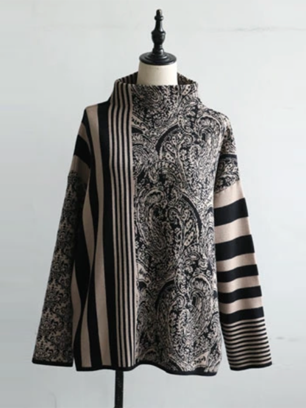 Long Sleeves Loose Striped Pullovers