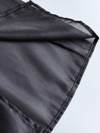 Elasticated Waist High Waisted Layered See-Through Solid Color Split-Joint Skirts Bottoms