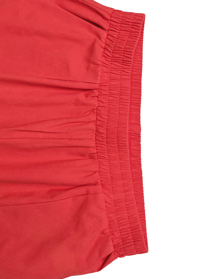 High Waisted Loose Elasticity Pockets Solid Color Pants Trousers