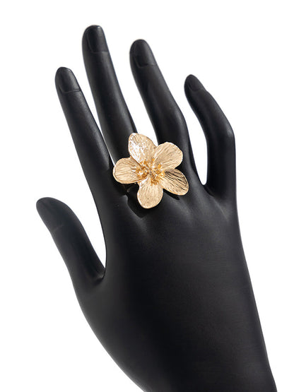 Flower Shape Pleated Shiny Rings Accessories