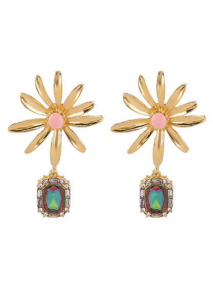 Geometric Rhine Stones Drop Earrings