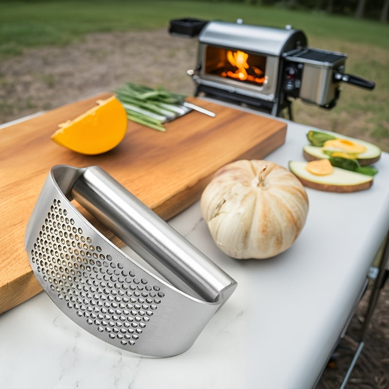 Garlic crusher, garlic masher, stainless steel garlic press tool, garlic chopper, easy to clean, easy to carry and store, kitchen supplies gadgets, (available in 4 seasons)