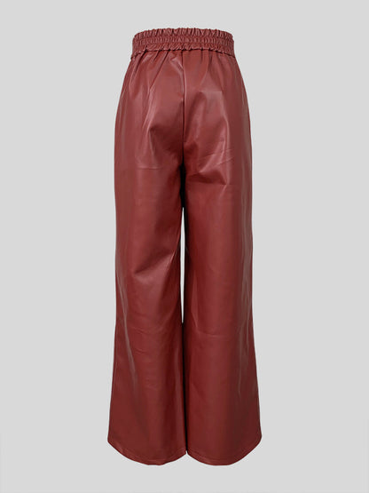 High Waisted Loose Pleated Pockets Split-Joint Pants Trousers