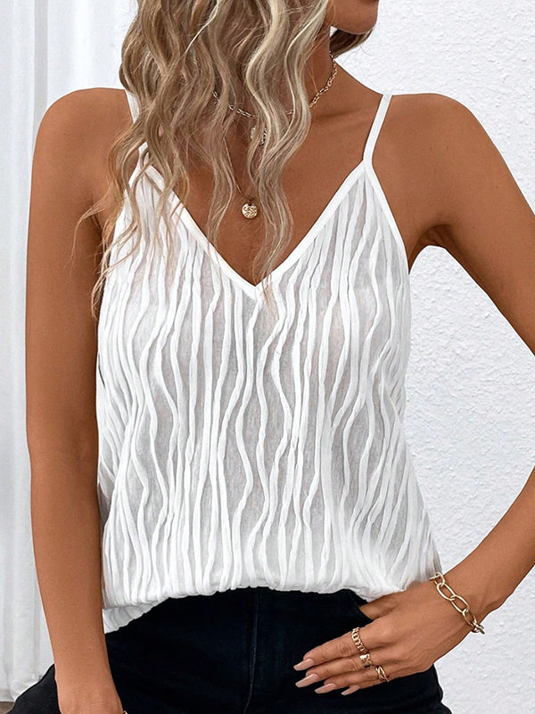Loose Sleeveless Split-Joint Spaghetti-Neck Vest Top