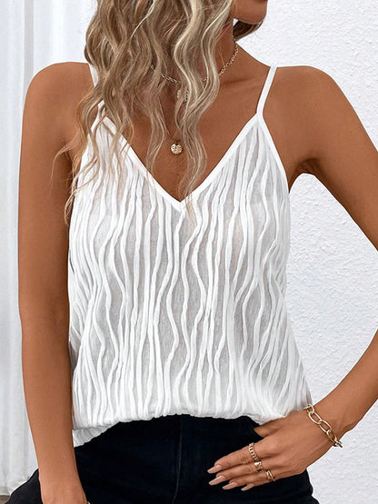 Loose Sleeveless Split-Joint Spaghetti-Neck Vest Top
