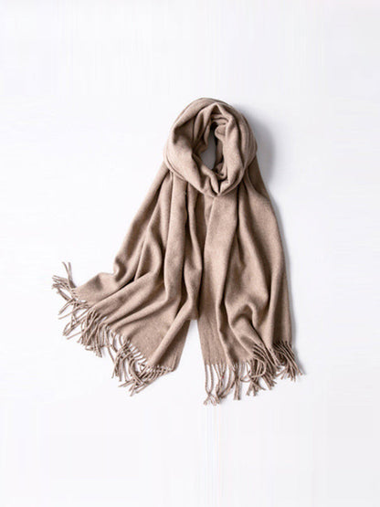 Keep Warm Solid Color Tasseled Shawl&Scarf