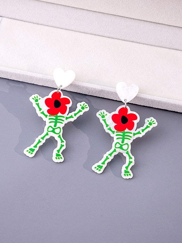 Flower Print Geometric Earrings Accessories