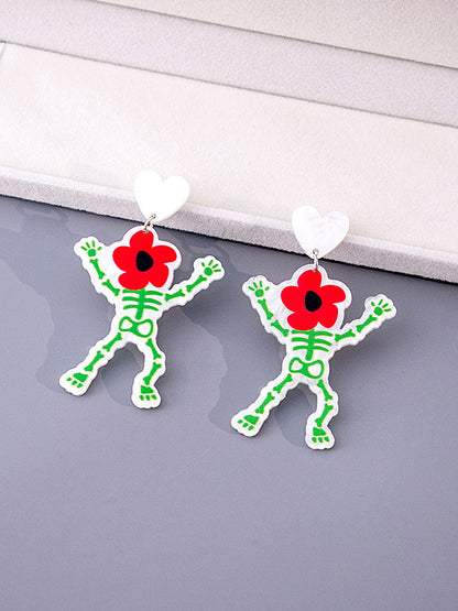 Flower Print Geometric Earrings Accessories