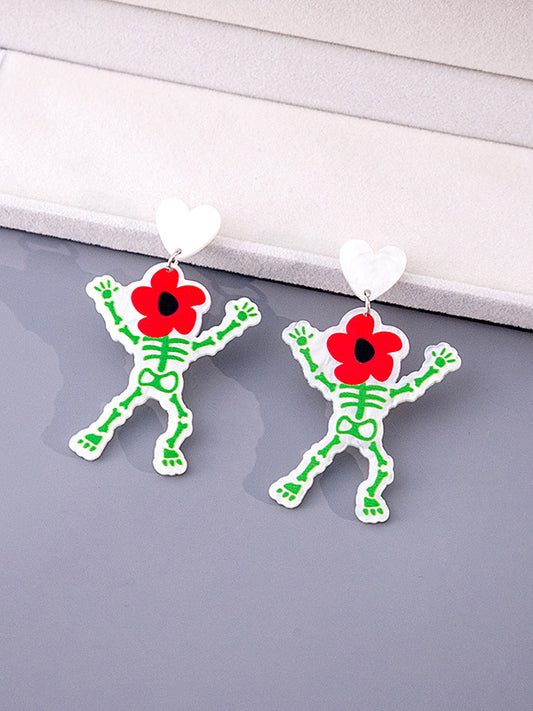 Flower Print Geometric Earrings Accessories