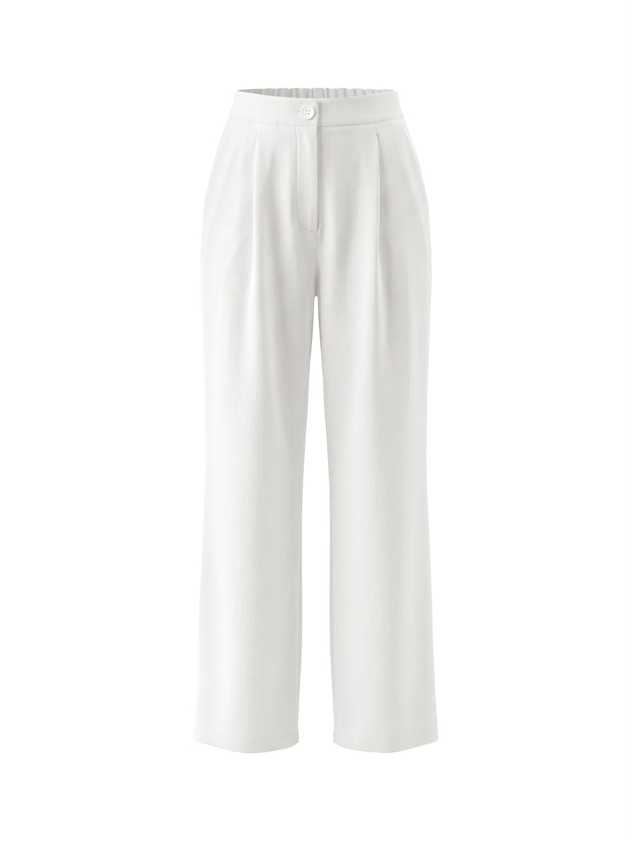 High Waisted Loose Pockets Solid Color Pants Trousers