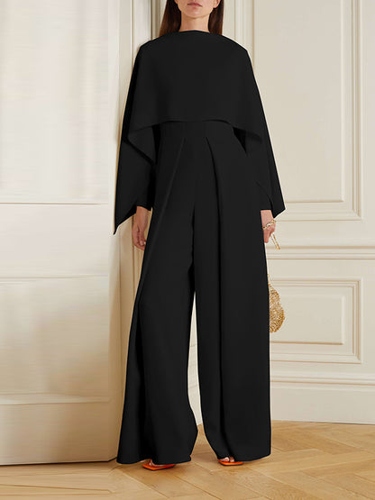 Long Sleeves Wrap Solid Color Zipper Jumpsuits