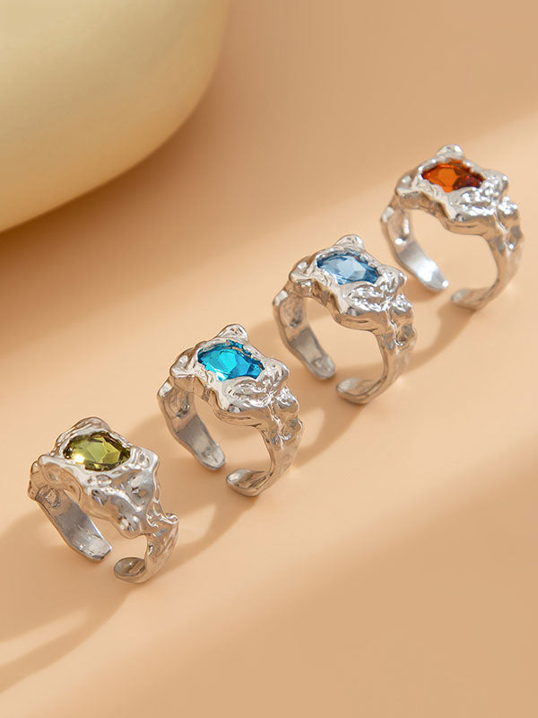 Geometric Rhine Stones Rings Accessories