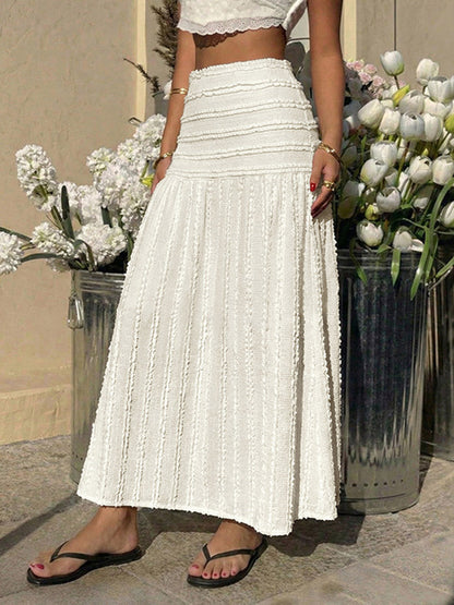 A-Line High Waisted Jacquard Pleated Solid Color Skirts Bottoms