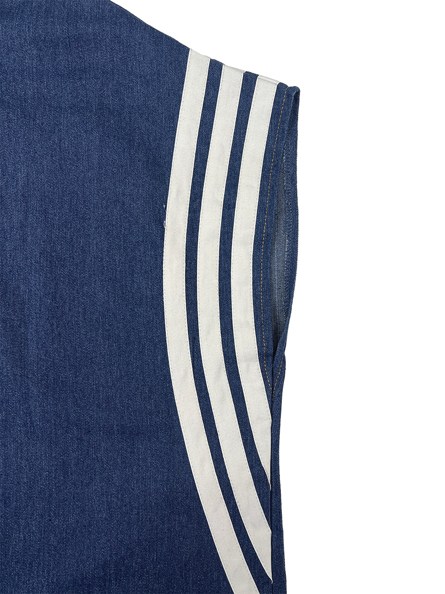 Ankle-Tied Loose Contrast Color Pockets Split-Joint Striped Zipper Stand Collar Jumpsuits