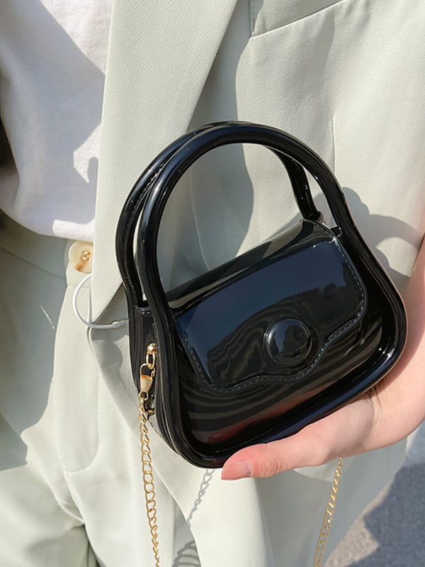 Chains Solid Color Crossbody Bags Satchels